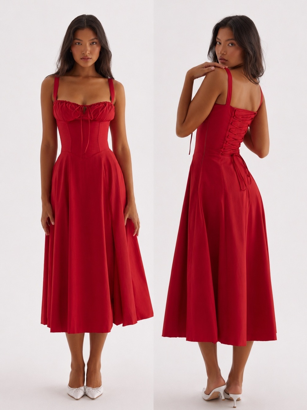 House of CB Carmen Red Rose Bustier Sundres XS Plus Corset Midi Dress
